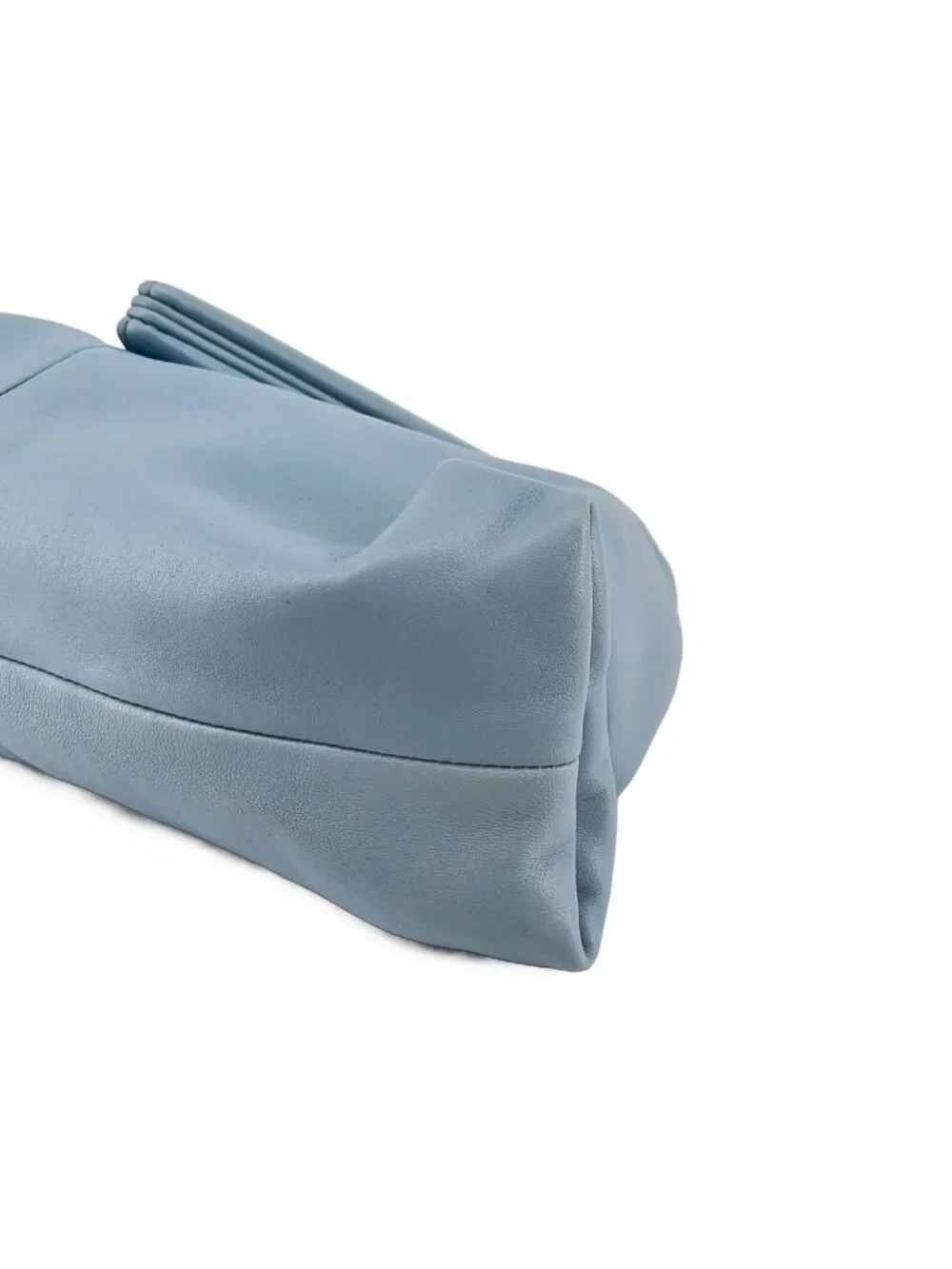 Bottega Veneta Leather Triangle Clutch Light Blue